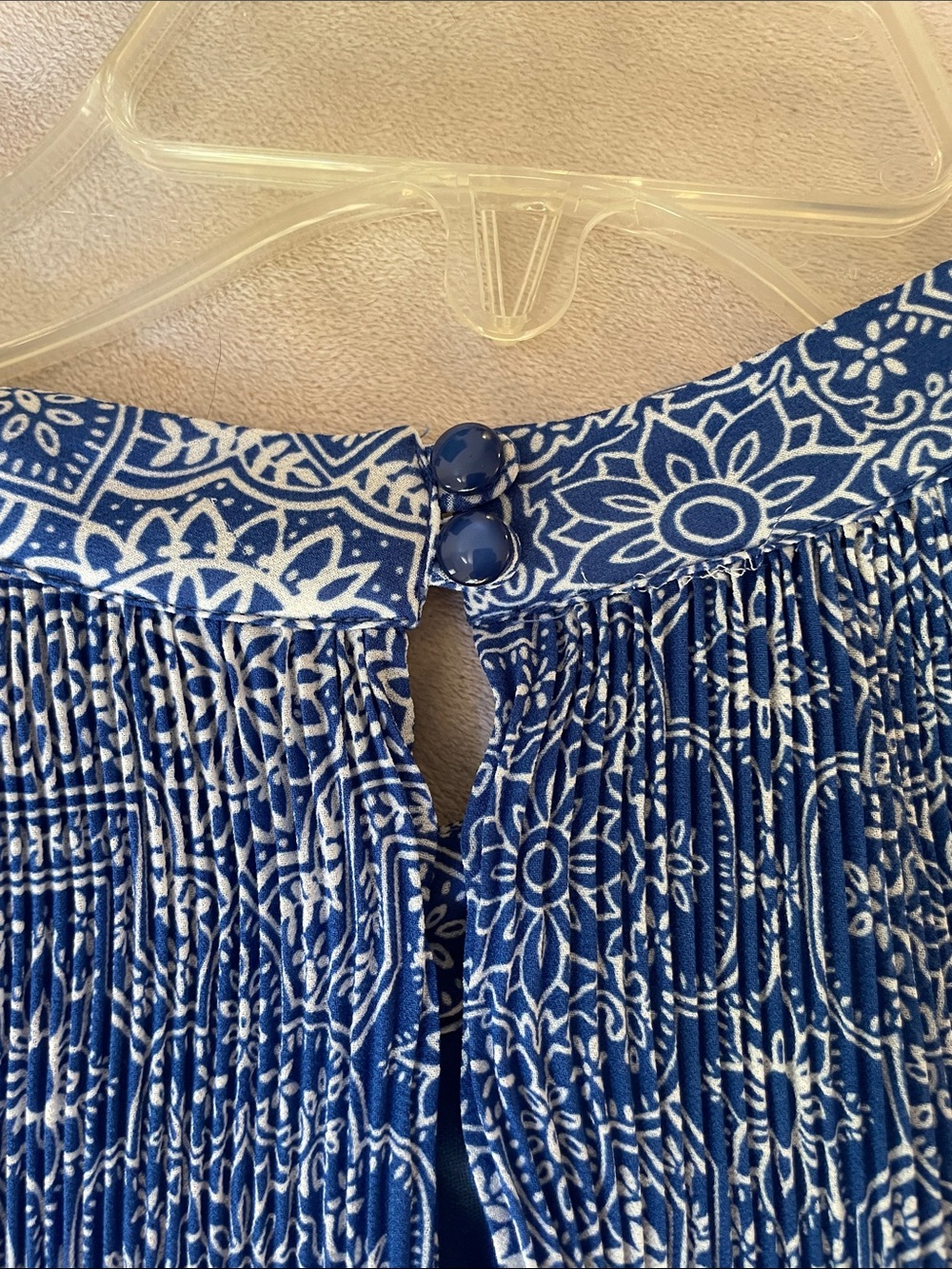 Blue Printed Halter Midi Dress with Waist Tie by Ann Taylor - Picture 4 of 11